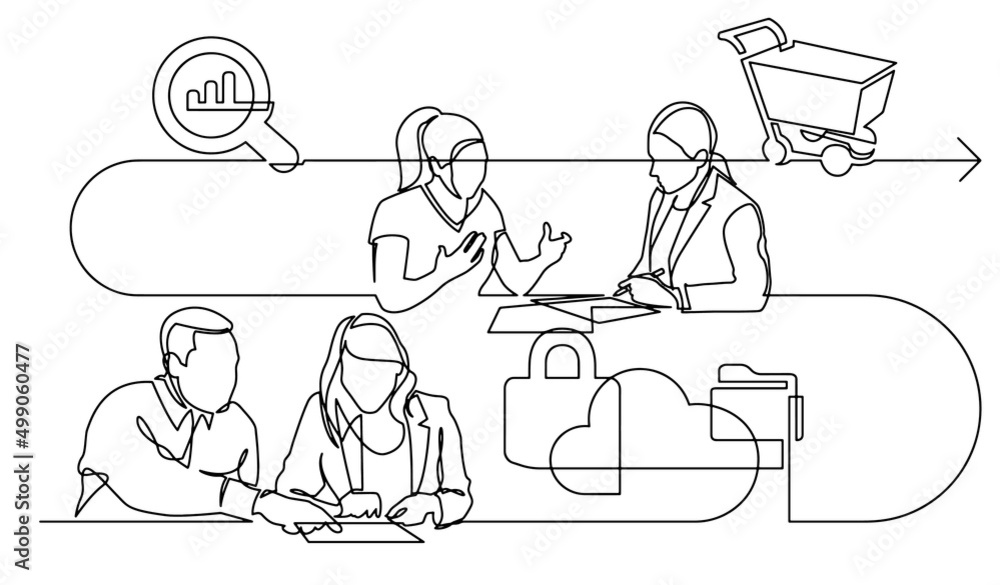 business concept continuous line drawing illustration of work process in vector format business concept continuous line drawing illustration of work process in vector format