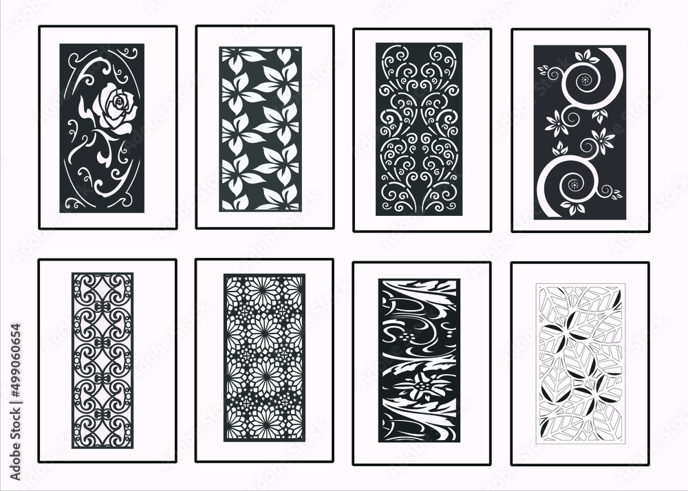 Decorative wall panel set Jali design for graphic and CNC router Decorative  laser cut vector set Stock Vector | Adobe Stock