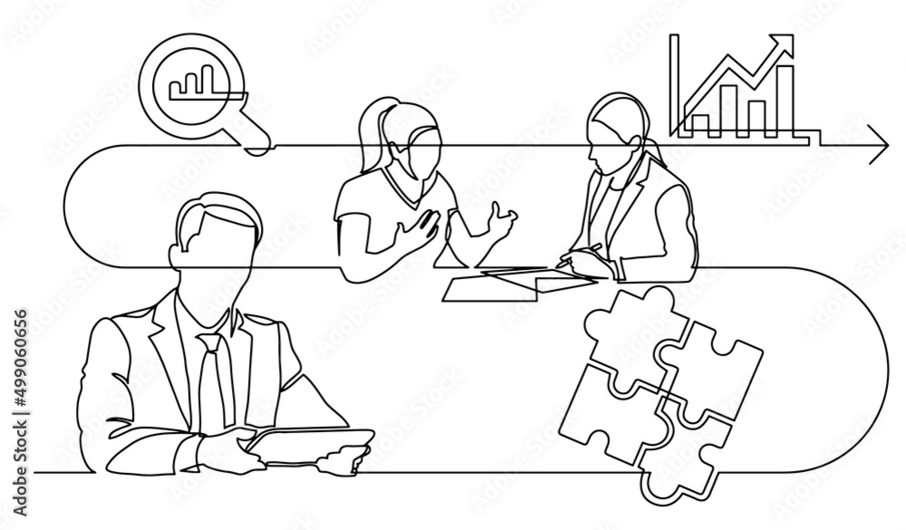 business concept one line drawing illustration of work process business concept one line drawing illustration of work process