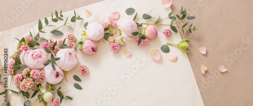 beautiful roses on background old paper