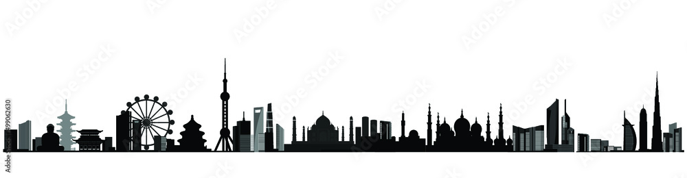 Building and City, Abstract cityscape of East. Asia