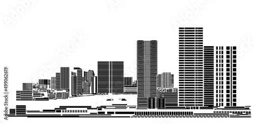 Building and City Illustration at night, City scene on night time