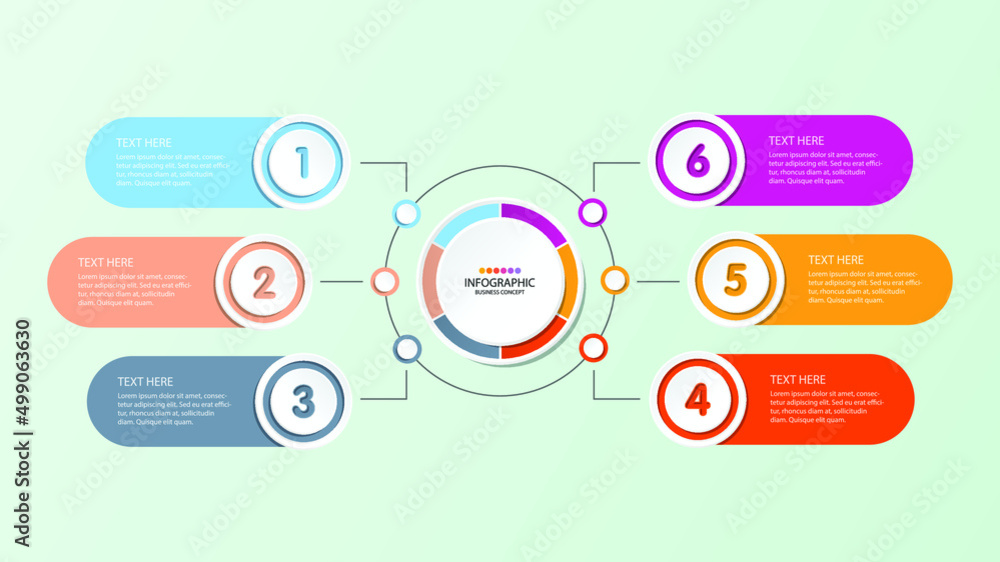 Basic circle infographic template with 6 steps, process or options ...