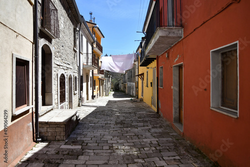 Fototapeta Naklejka Na Ścianę i Meble -  A narrow street in Bisaccia, a small village in the province of Avellino, Italy.