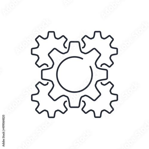 Connected, reconfigurable systems. Interoperability. Vector line icon isolated on white background photo