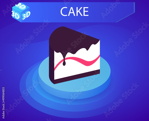 Cake isometric design icon. Vector web illustration. 3d colorful concept