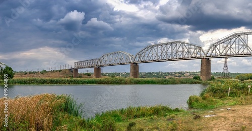 Принти на полотні Dark rain clouds over the Southern Bug river