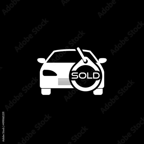 Sold car icon isolated on dark background