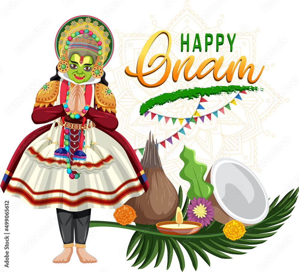 Naklejka premium Onam Hindu harvest festival poster