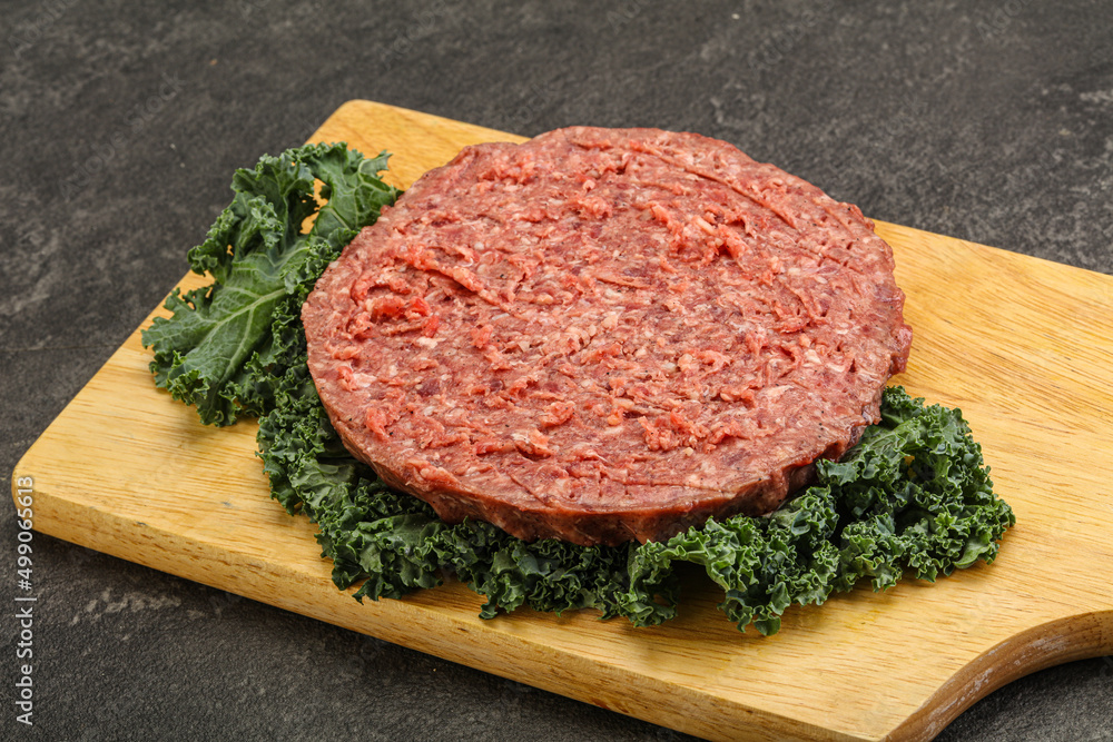 Raw beef burger cutlet for burger Raw beef burger cutlet for burger