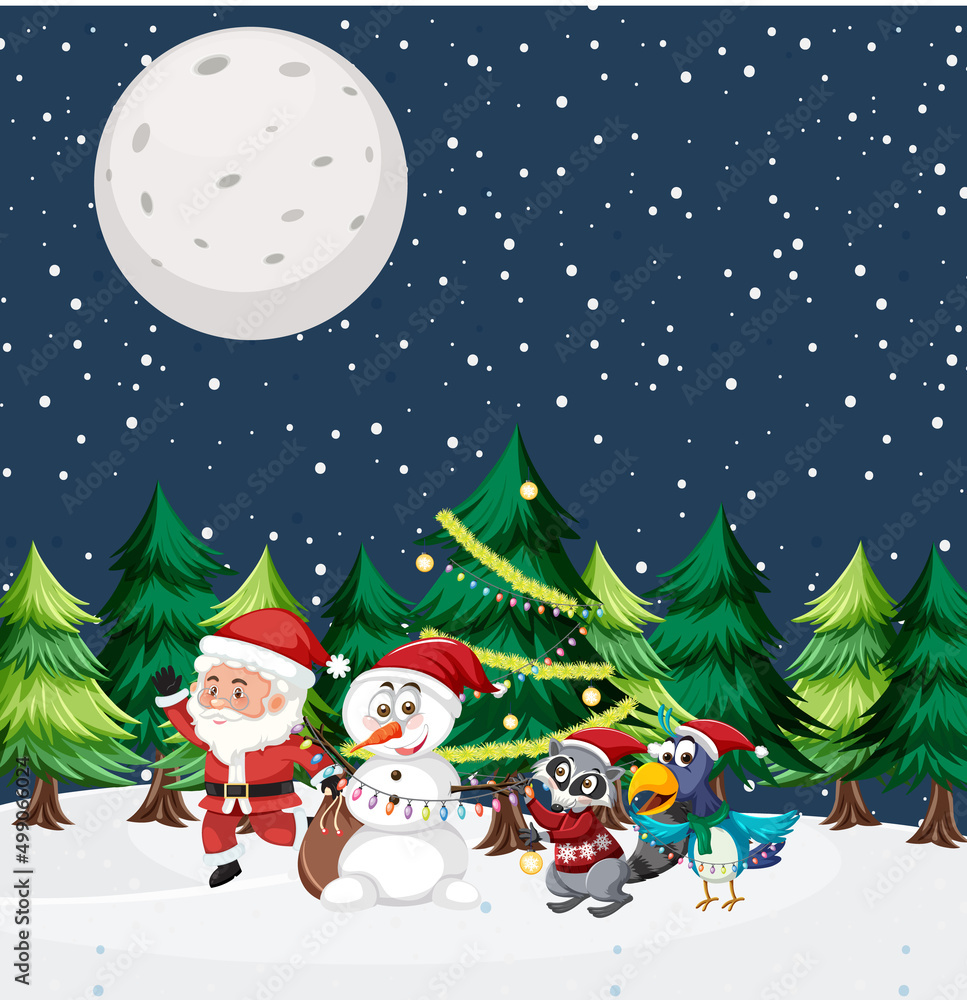 Christmas theme with Santa and snowman Christmas theme with Santa and snowman