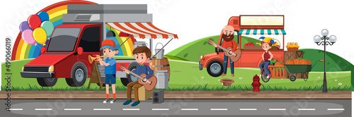 People playing instruments in the park