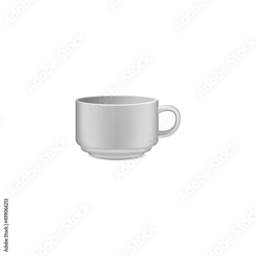 Coffee cups mock up. Ceramic 3D mug template. Vector blankn teacups set