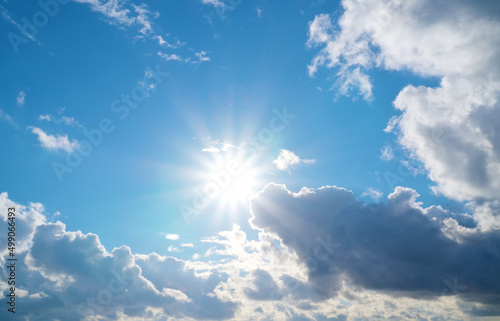 Deep blue sky and summer sun.