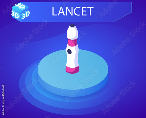 Lancet isometric design icon. Vector web illustration. 3d colorful concept