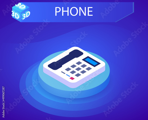 Phone isometric design icon. Vector web illustration. 3d colorful concept