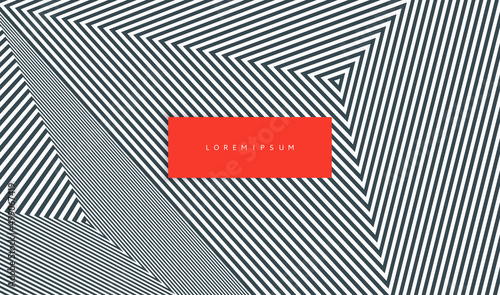 Abstract striped background. Pattern with optical illusion. Triangle shape with lines. Cover design template. Vector illustration for presentation, banner, flyer, poster or brochure.