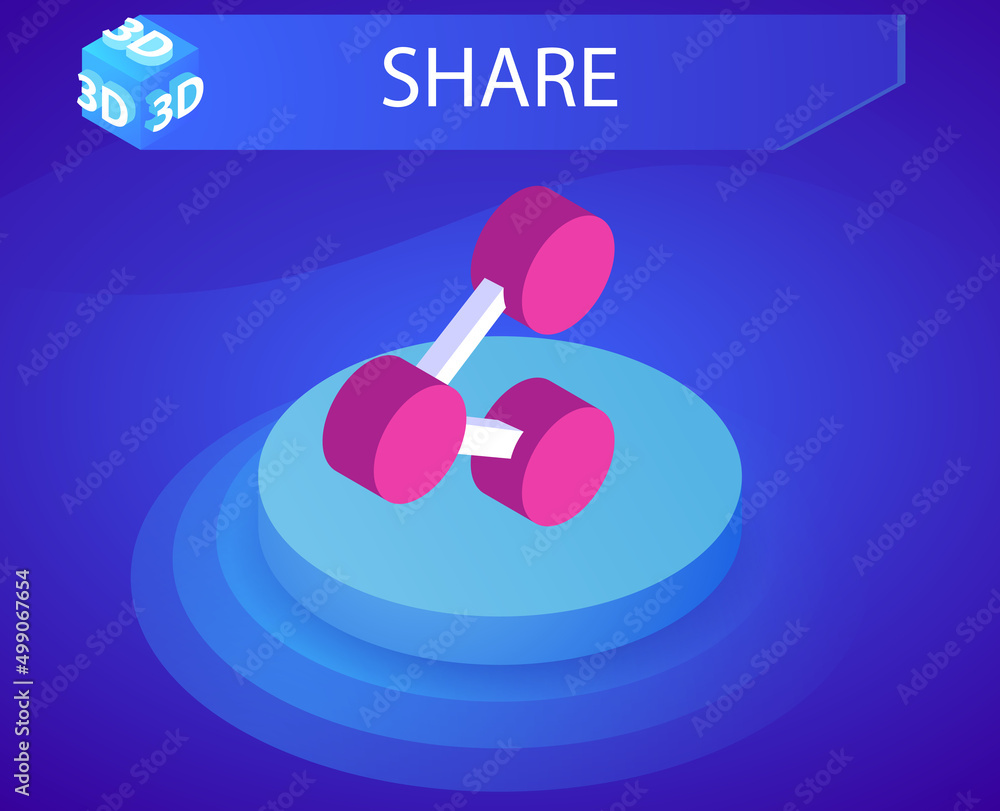Share isometric design icon. Vector web illustration. 3d colorful concept Share isometric design icon. Vector web illustration. 3d colorful concept