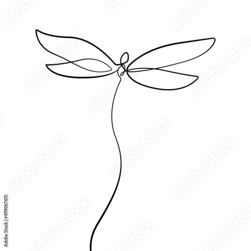 Dragonfly Continuous Line Art Drawing. One Line Art Minimalist Style of Simple Dragonfly. Good for Wall Art, Print, Poster. Abstract Minimal Trendy Modern Drawing. Vector EPS 10
