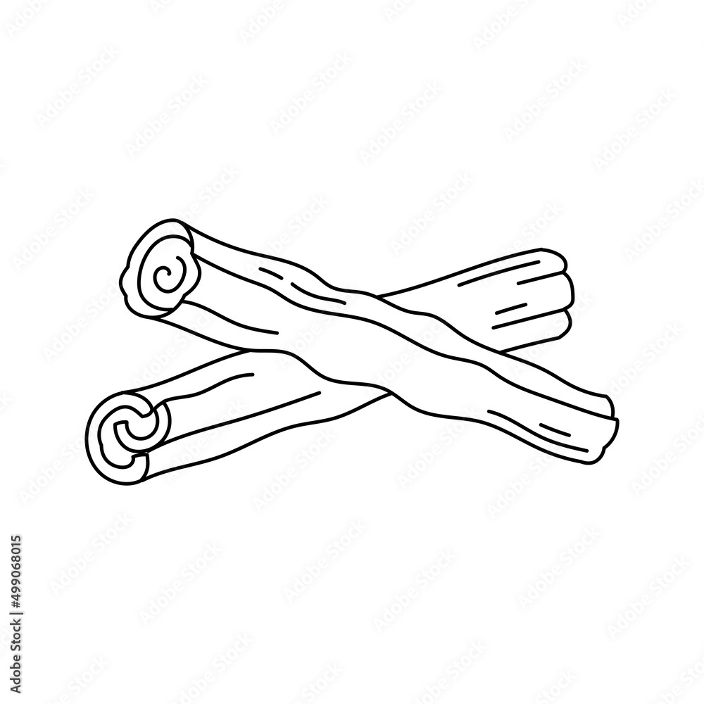 Cinnamon spices. Cooking ingredient. Line icon. Editable stroke size. Open paths. Vector sketch illustration. Cinnamon spices. Cooking ingredient. Line icon. Editable stroke size. Open paths. Vector sketch illustration.
