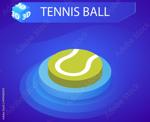 Tennis ball isometric design icon. Vector web illustration. 3d colorful concept