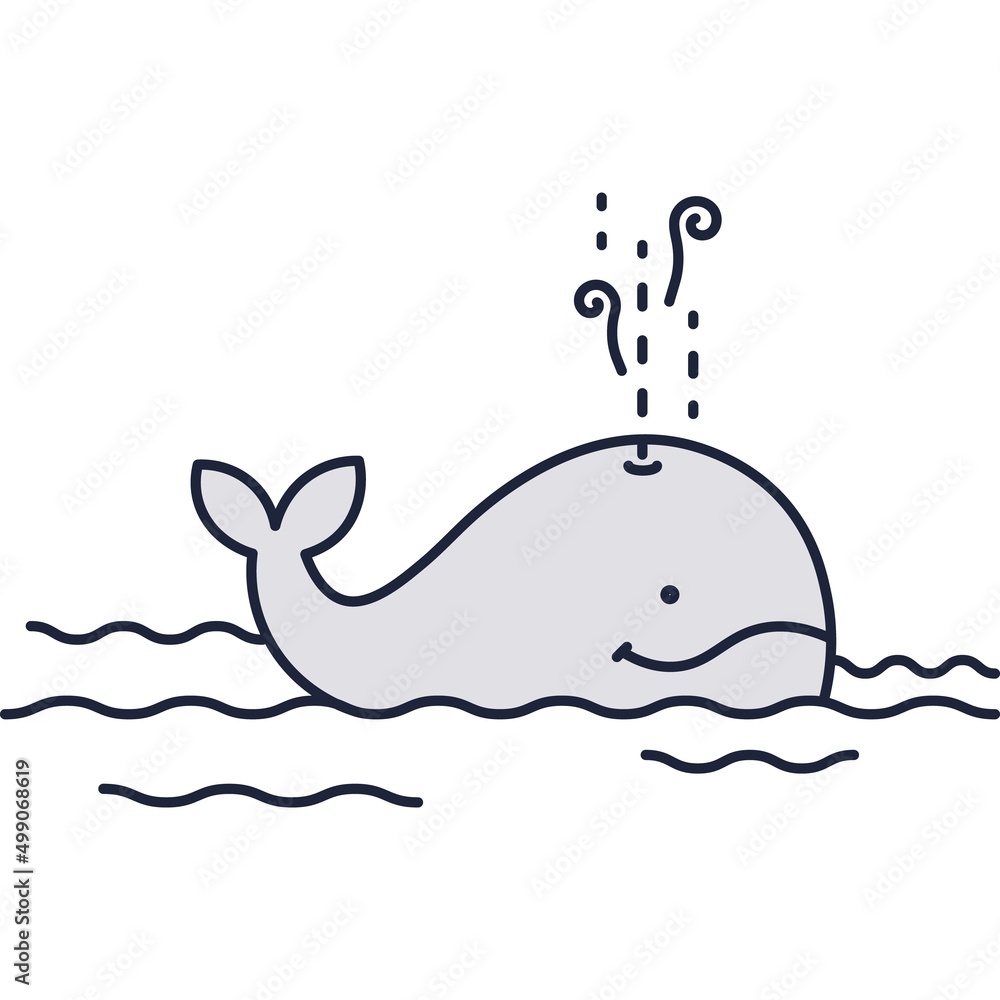 Outline whale icon global warming vector sign Outline whale icon global warming vector sign
