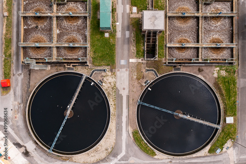 Aerial view of a Water Treatment Works with effluent tanks © teamjackson