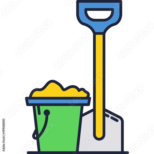 Sand bucket and shovel icon summer toy vector