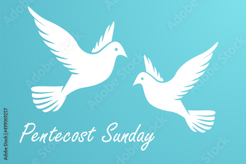 Pentecost Sunday background with flying dove