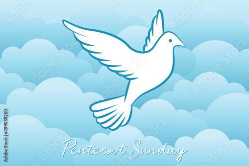 Pentecost Sunday background with flying dove