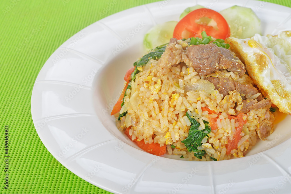 Thai style food, Fried rice with pork. Thai style food, Fried rice with pork.