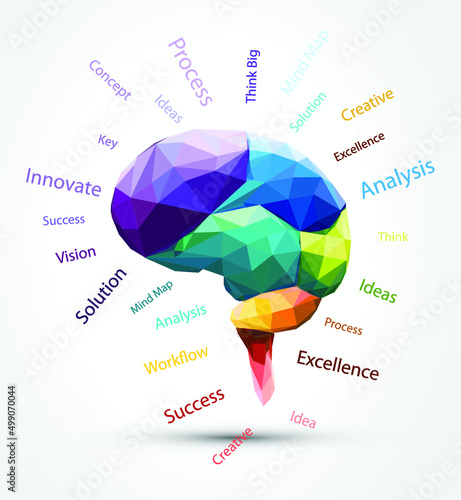 Vector Design Brain Polygon and smart word. Vector Design Part of Brain.