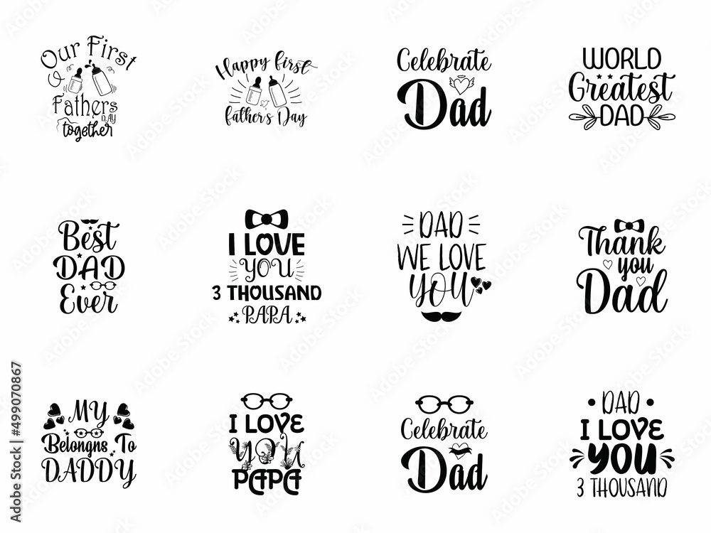 Set of fathers day hand lettering quote