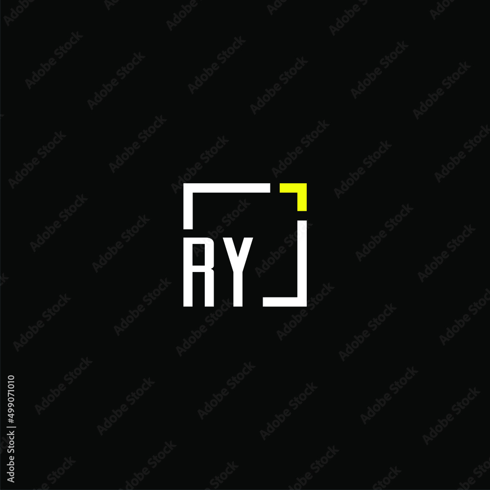 RY initial monogram logo with square style design - obrazy, fototapety, plakaty 