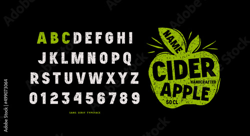 Foto Sans serif font in classic style and cider label template
