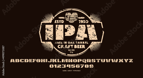 Stencil-plate wide bold sans serif font in military style