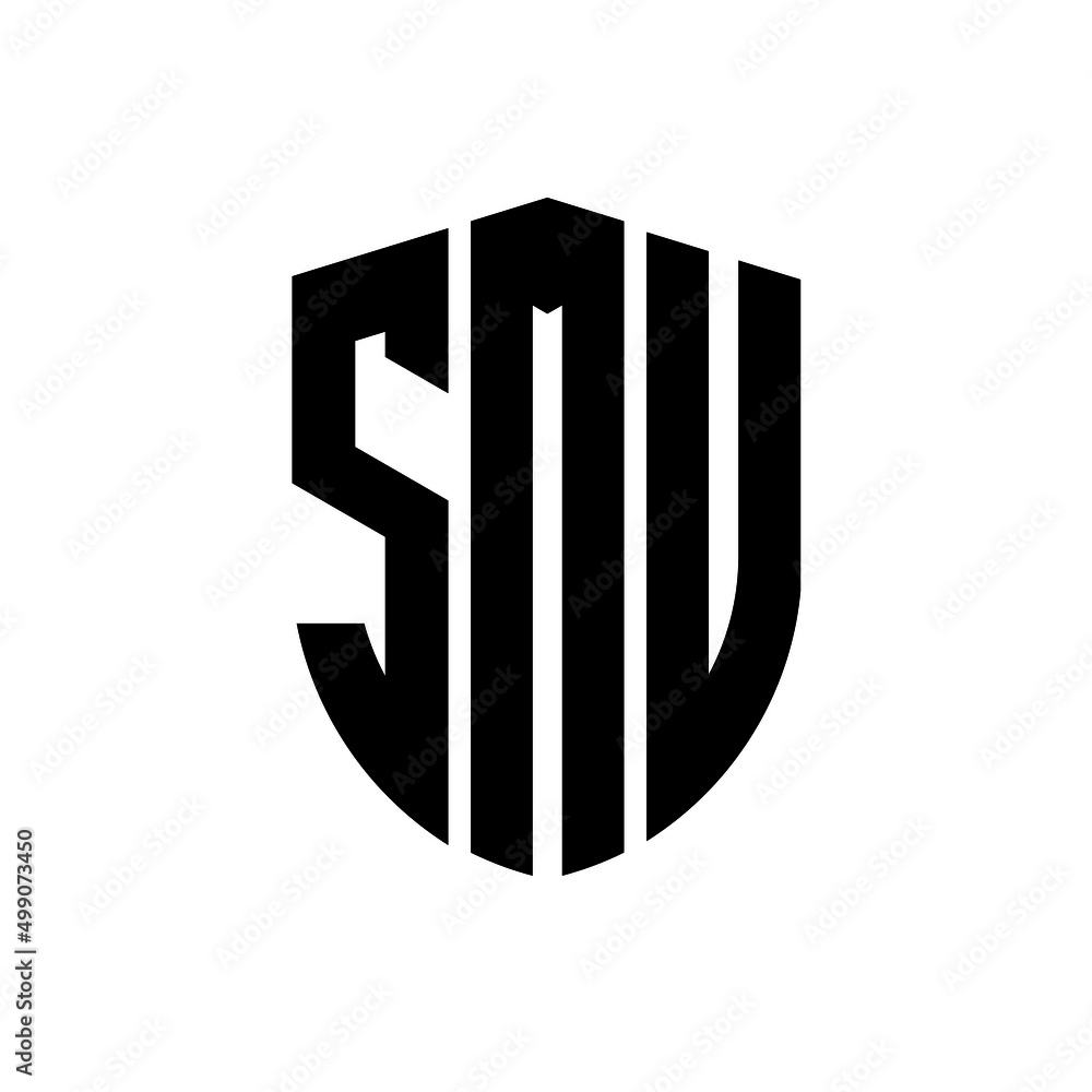 SMU letter logo design. SMU modern letter logo with black background