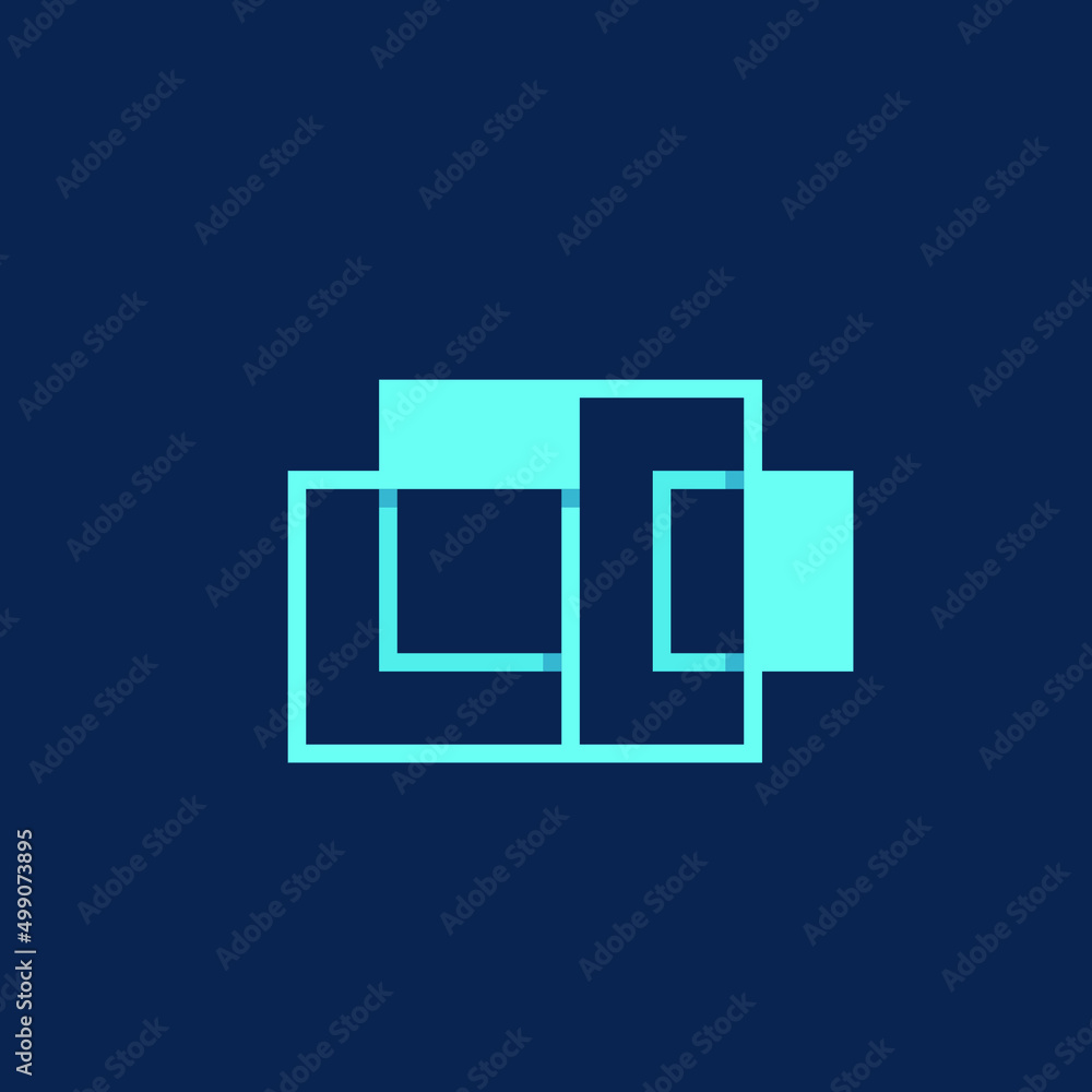 Abstract geometric logo isolated on dark background. Deco design elements. Minimal symbol icon for business, brand identity. Modern, web, construction, architecture style illustration graphic. Abstract geometric logo isolated on dark background. Deco design elements. Minimal symbol icon for business, brand identity. Modern, web, construction, architecture style illustration graphic.