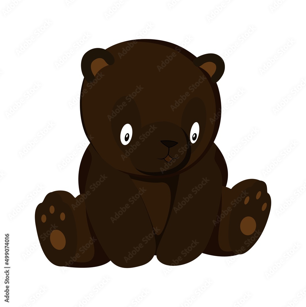 Fototapeta premium Stylized brown bear full body drawing. Simple animal icon or logo design