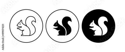 Squirrel icon editable stroke line . Template design. Cute animal silhouette, vector design element. Vector set. Nature concept.