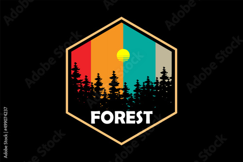 forest retro silhouette design landscape