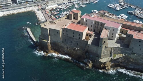 A view from, above of the beautiful castle, Castel Dell'Ovo in Naples, Italy photo