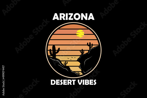arizona desert vibes retro silhouette design landscape