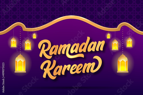Modern dark islamic background decorated with lantern and gold typography for ramadan moment