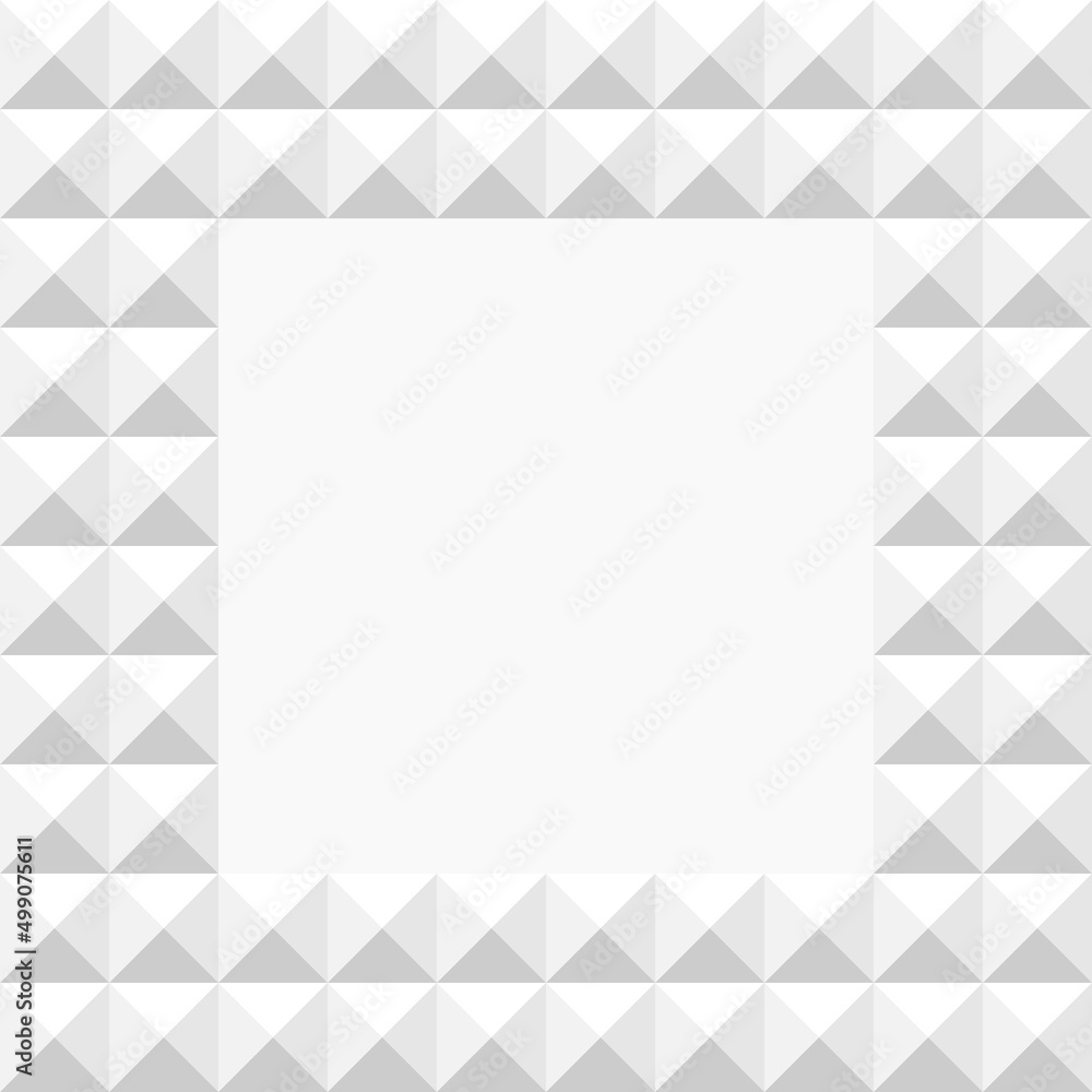 Gray seamless background with triangles and squares texture in trend design. Frame template for wallpaper or fabric web design with 3D pattern. Gray seamless background with triangles and squares texture in trend design. Frame template for wallpaper or fabric web design with 3D pattern.