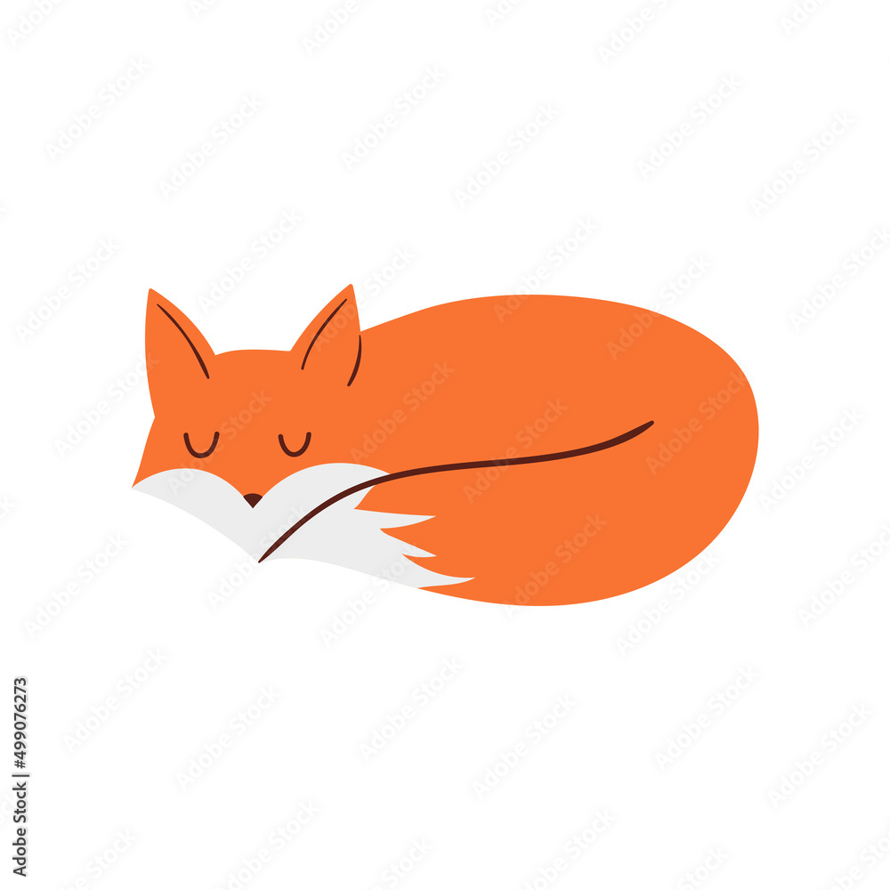 Obraz premium Vector cute fox. Vector illustration in flat style