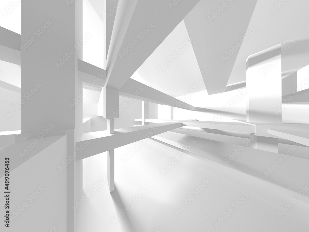 Obraz premium Illuminated corridor interior design. Empty Room Interior Background