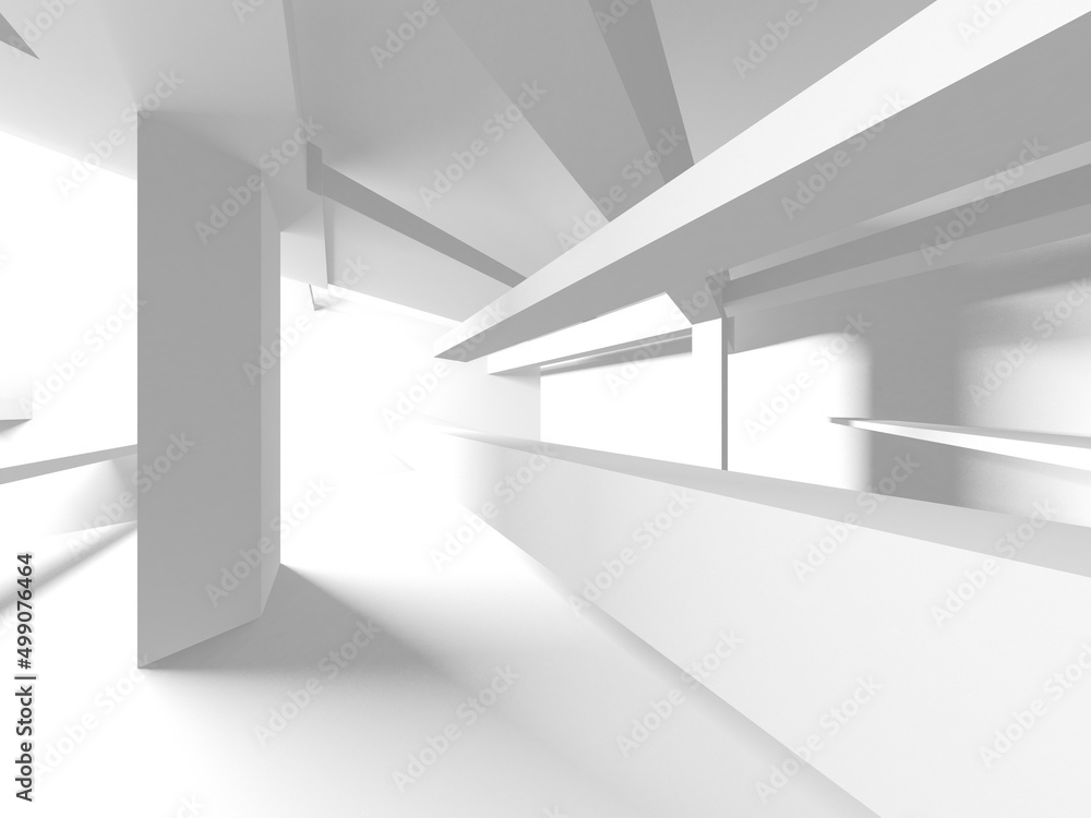 Obraz premium Illuminated corridor interior design. Empty Room Interior Background