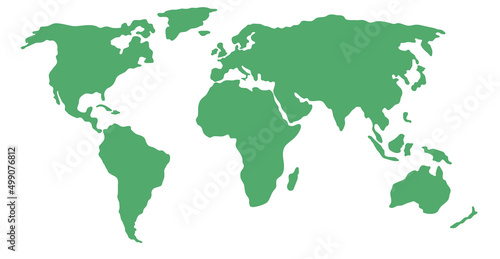 Simplified world map (centered on Europe / African Continent) #499076812