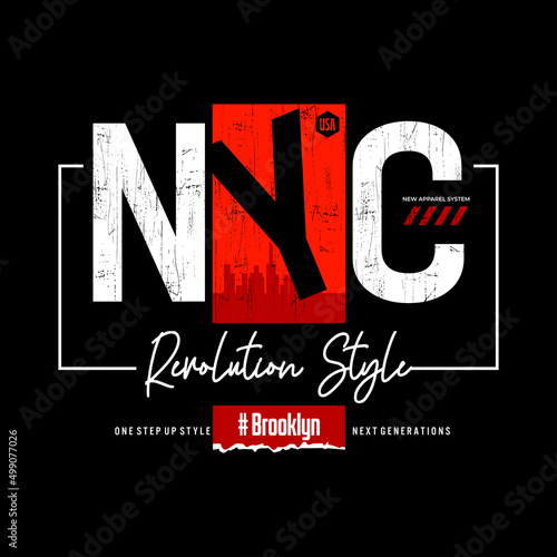 nyc typography, tee shirt and apparel.